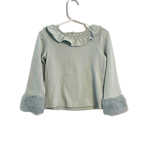 Janie And Jack Top With Faux Fur Cuffs Size 3 - Picture 1 of 4